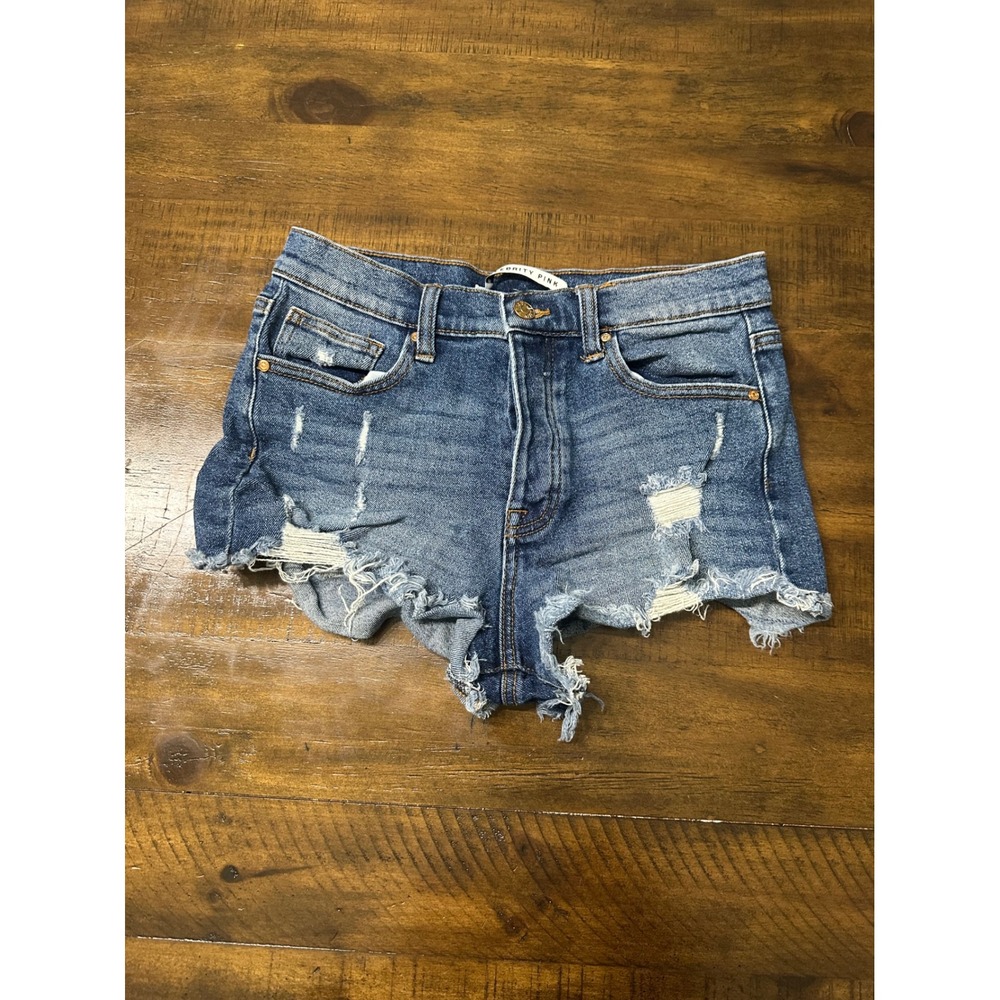 Celebrity Pink Distressed Denim Shorts Size 28 Frayed Low Rise Y2K